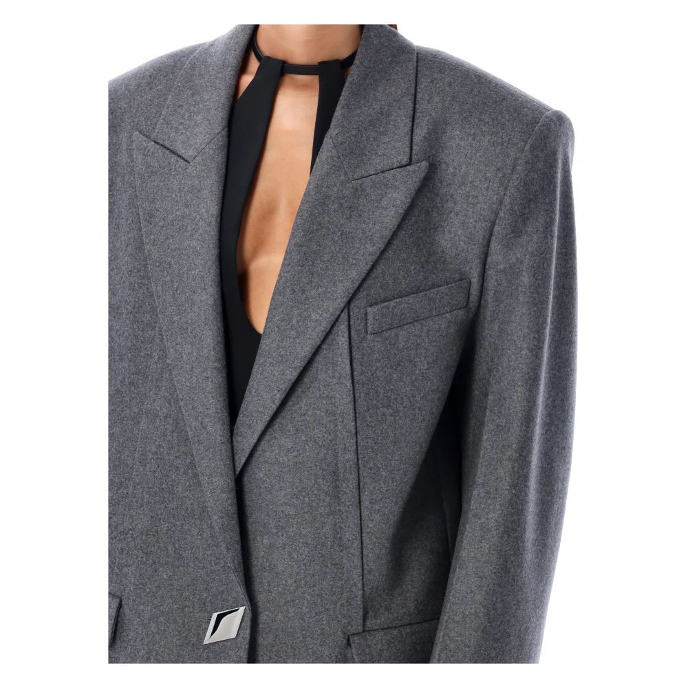 The Attico Grijze Oversized Blazer Jas Gray Dames