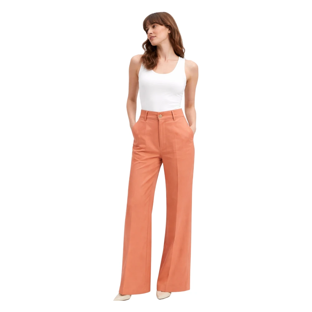 Erika Cavallini Women's Orange Wide Trousers, Xs, Pantalone Gamba Larga Cinque Tasche
