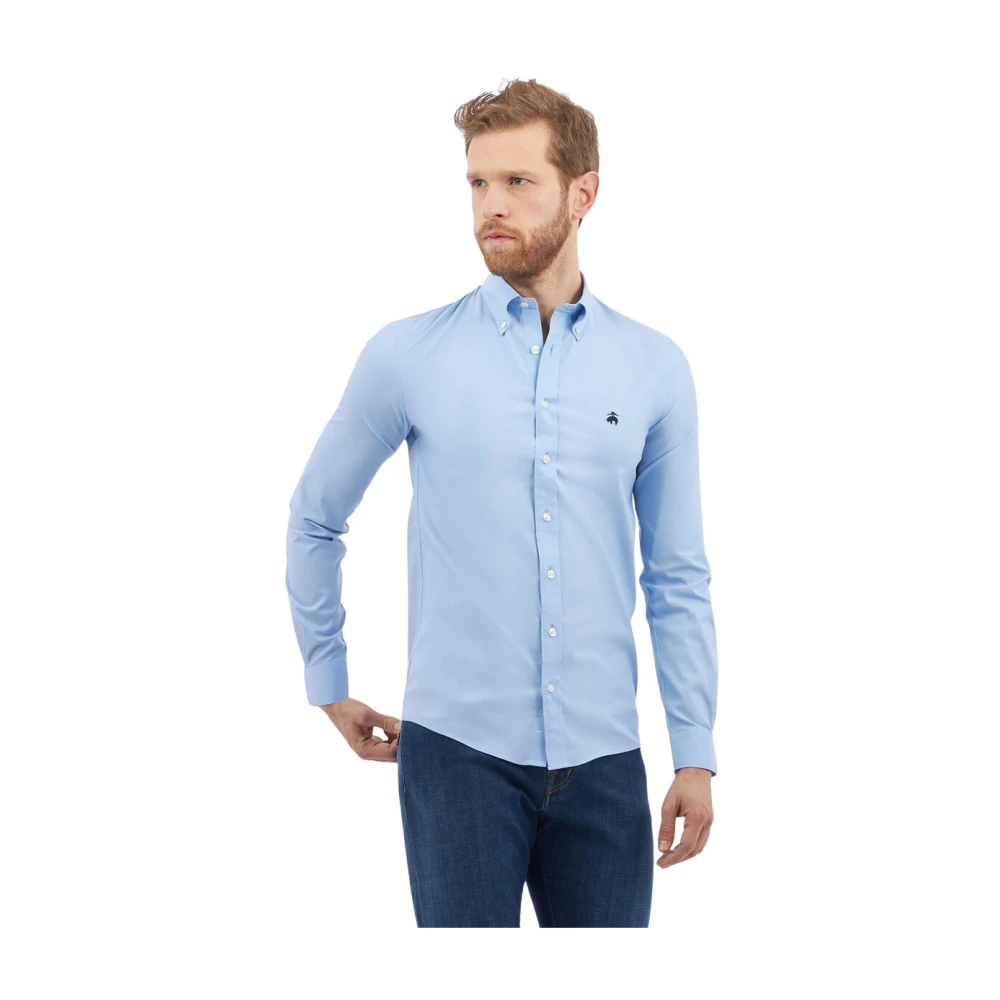Brooks Brothers Regular Fit Non-Iron Stretch Katoenen Overhemd met Button Down Kraag Blue Heren