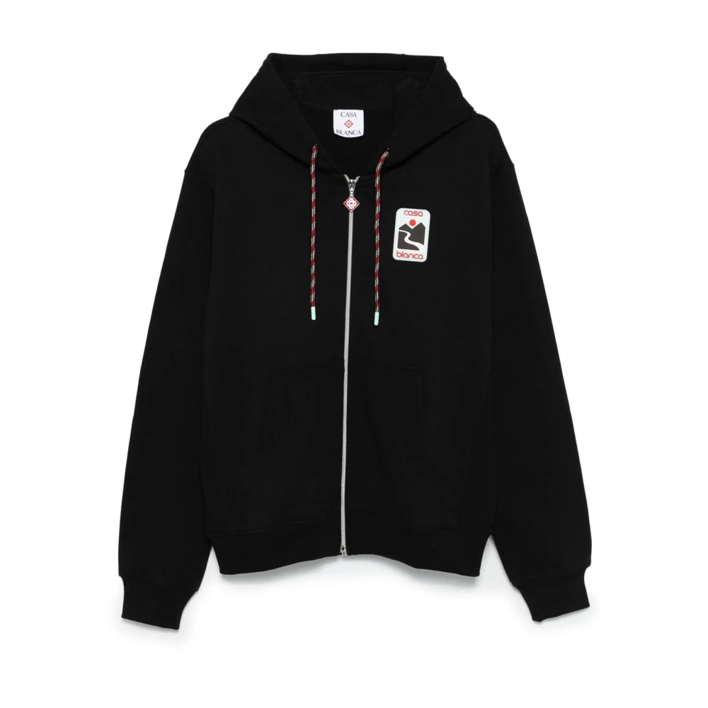 Casablanca Men's Black Stylish Hoodie With Umpf25jtp15001 Design - Zip-Throughs - M - Sweatshirts & Hoodies