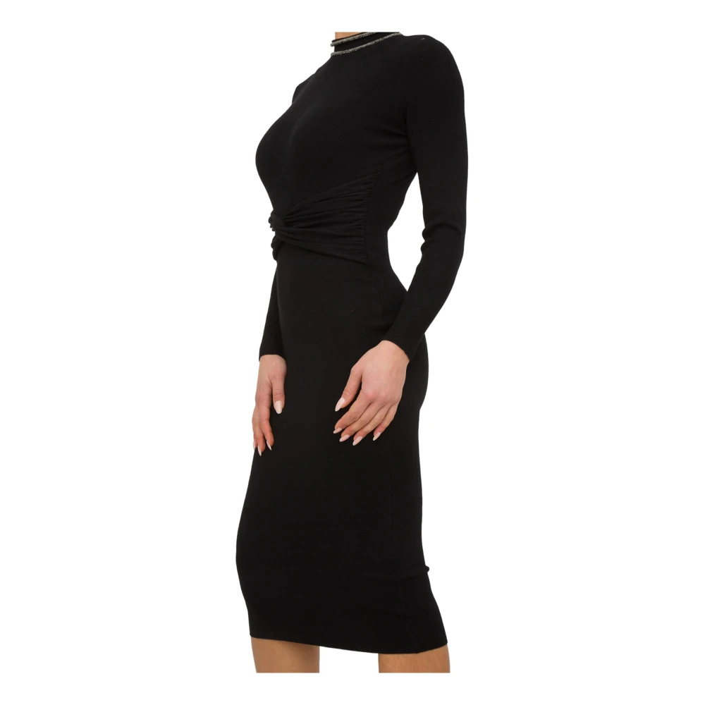 Nenette Zwarte Serpentine Strass Knoop Top Black Dames