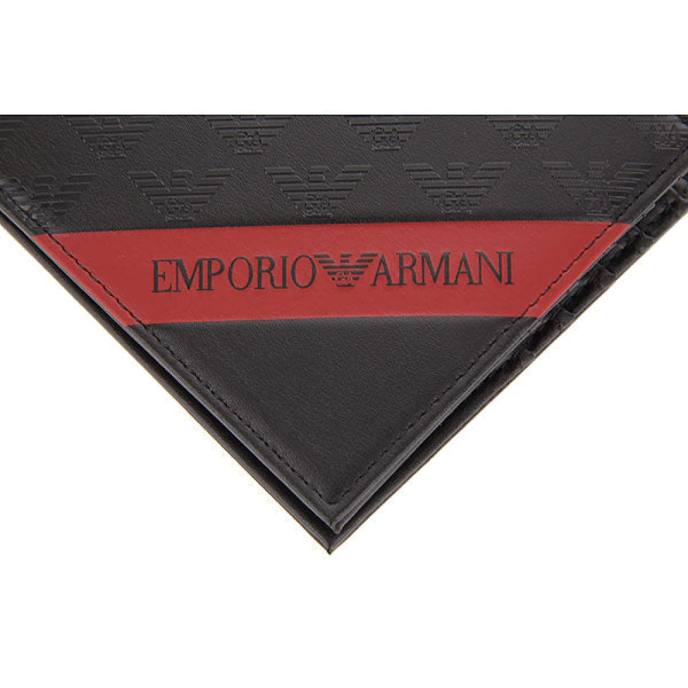 Emporio Armani Zwarte Heren Portemonnee met Adelaar Logo Black Heren