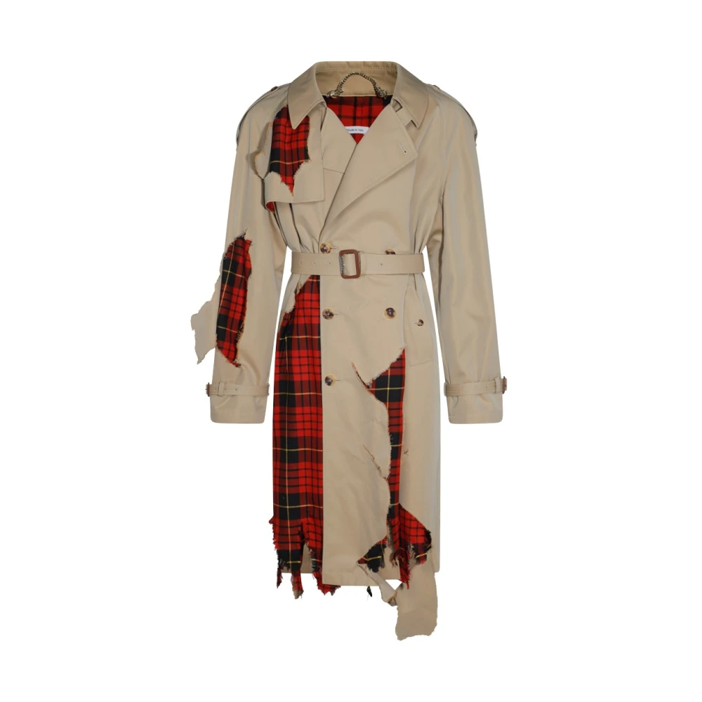 Alexander mcqueen Beige Trenchcoat met Tranen Details Beige Dames