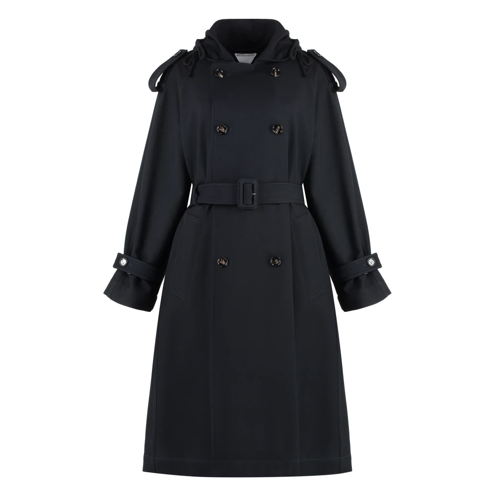 Bottega Veneta Women's Blue Gabardine Trench Coat - Trench Coats - Xs - Coats
