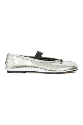 Silver Elastisk Rem Tabi Slip-On Skor