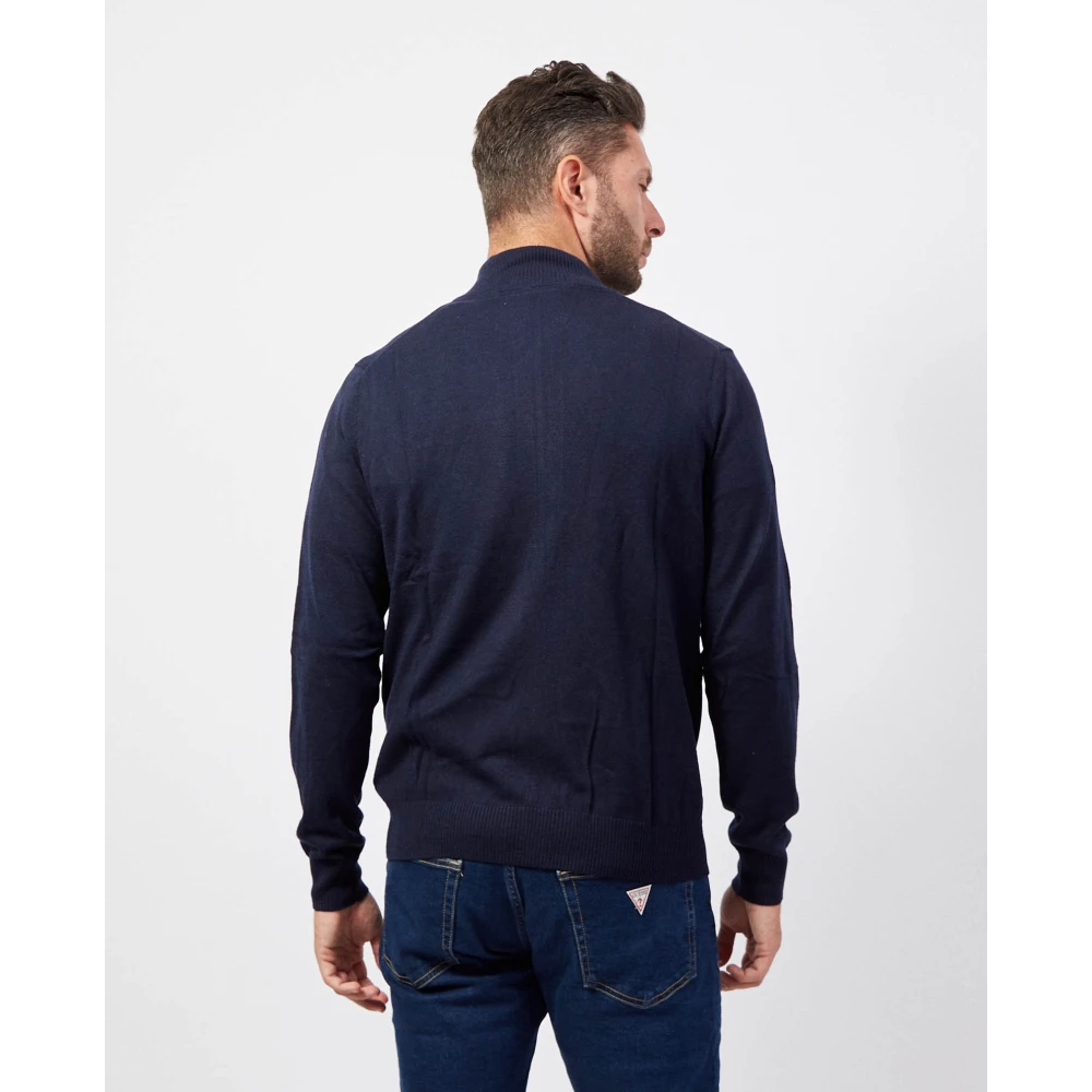 Guess Blauwe Rits Cardigan Sweater Blue Heren