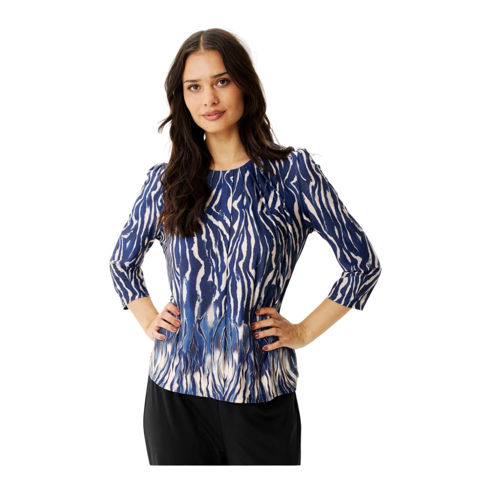 IN Front Marcia Blouse 3 4 Mouw Blauw Multicolor Dames