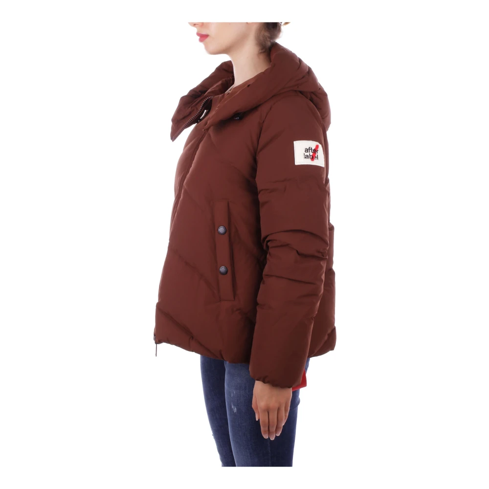 Afterlabel Hooded Jacket met zijlogo rits Brown Dames