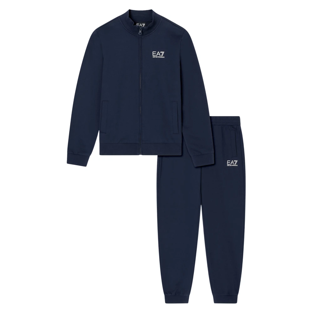 Ea7 Boys Navy Blue Tracksuit Core Identity Regular Fit Cotton - Image 3
