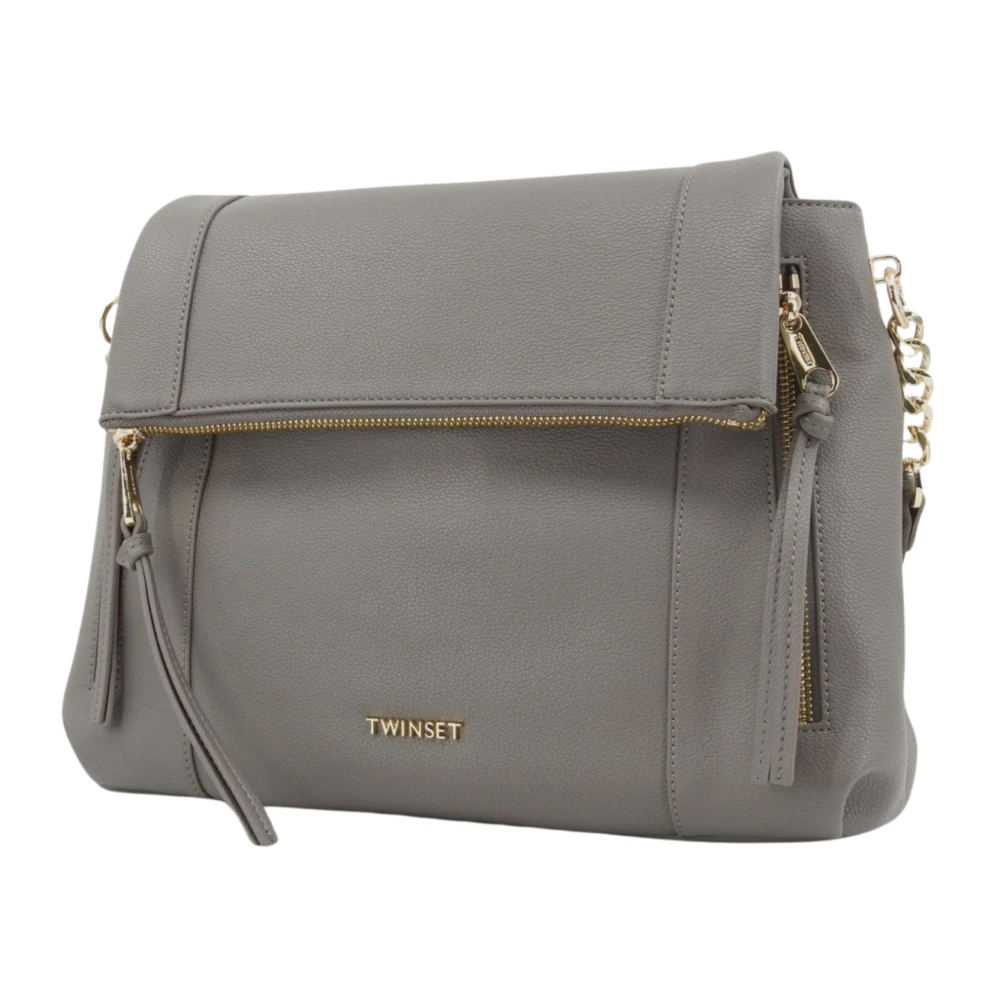 Twinset Grijze Schoudertas met Ritssluiting Gray Dames