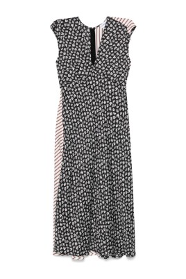 robe-midi-noire-avec-col-en-v
