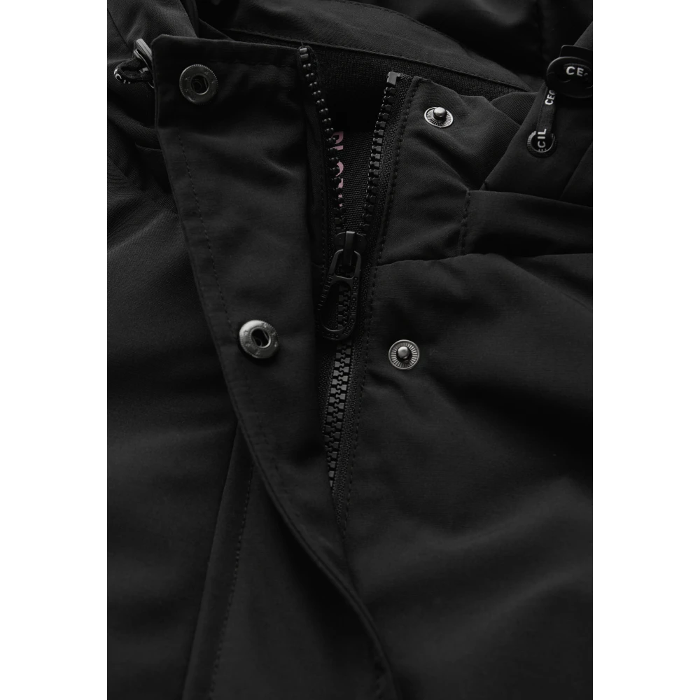 cecil Sportieve Parka met Afneembare Capuchon Black Dames