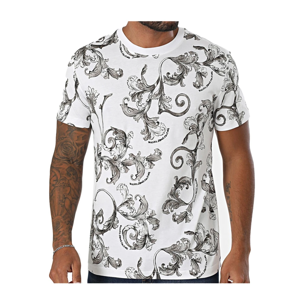 Versace Jeans Couture Bloemenprint Katoenen T-shirt White Heren