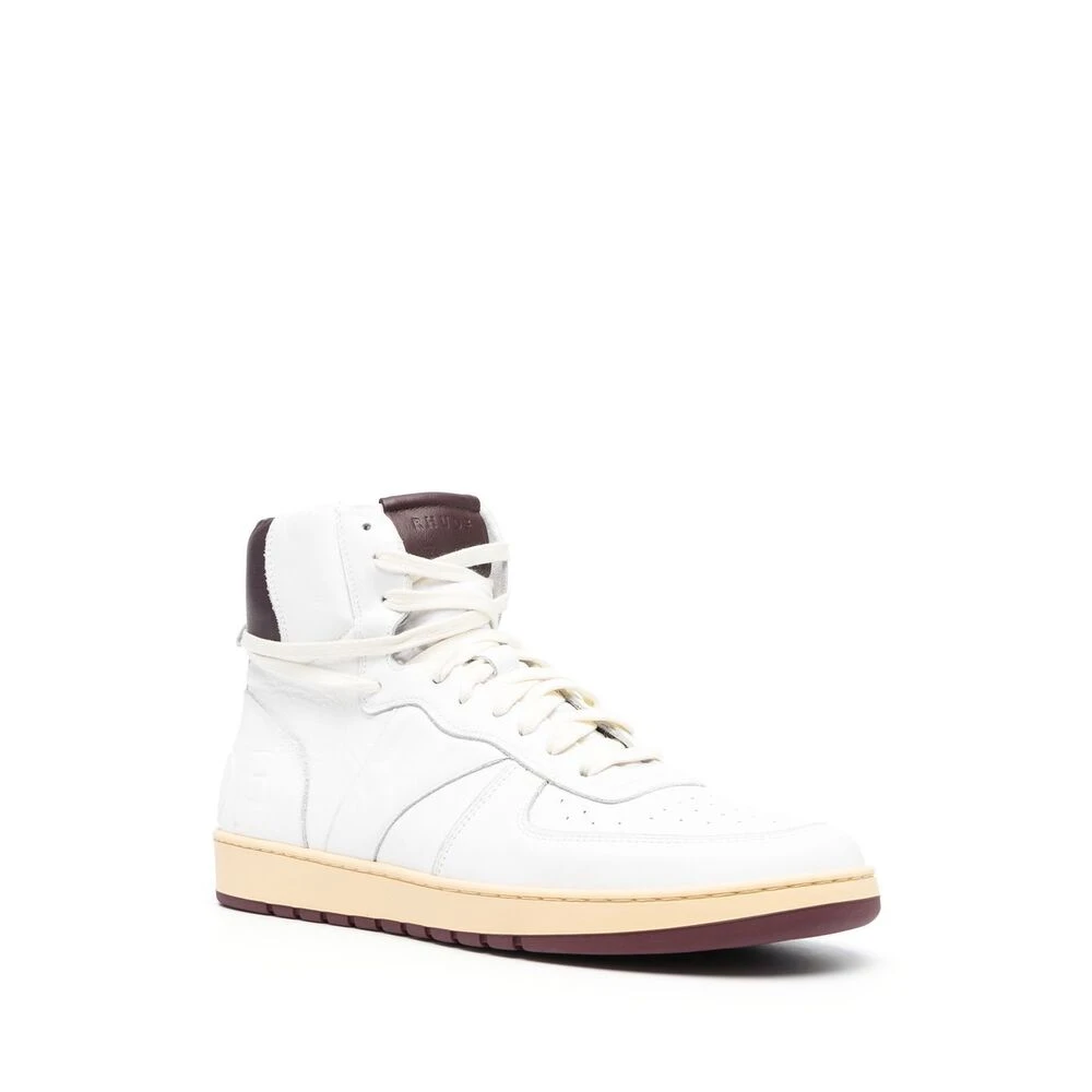 Rhude Hoge Sneakers Wit Maroon Paneelontwerp White Heren