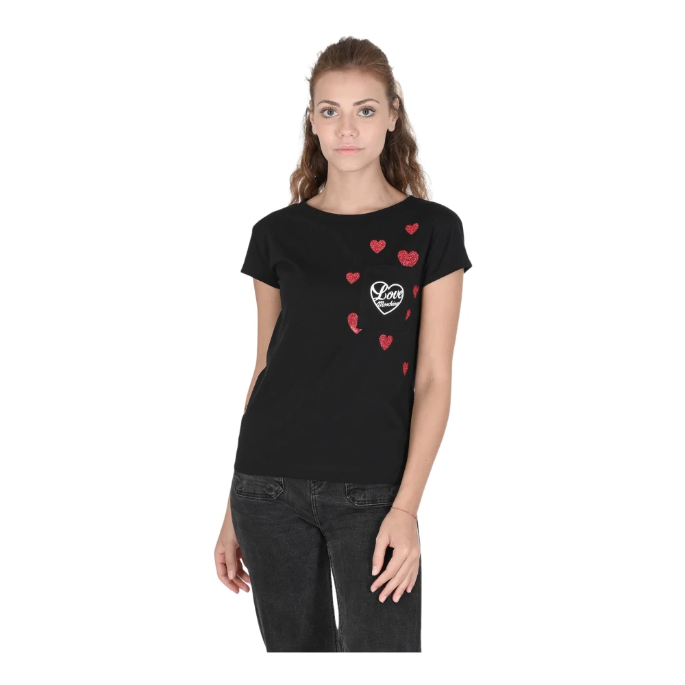 Love Moschino Zwarte Katoenen T-Shirt Black Dames