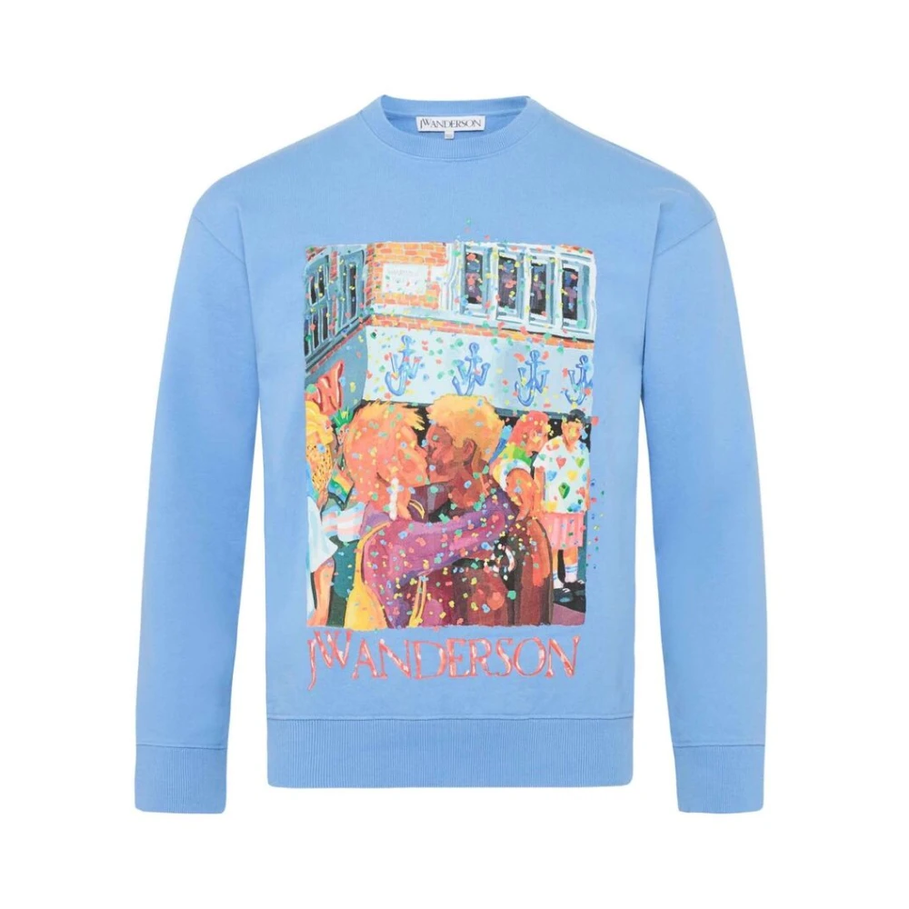 JW Anderson Blauwe Grafische Print Sweatshirt Blue Heren