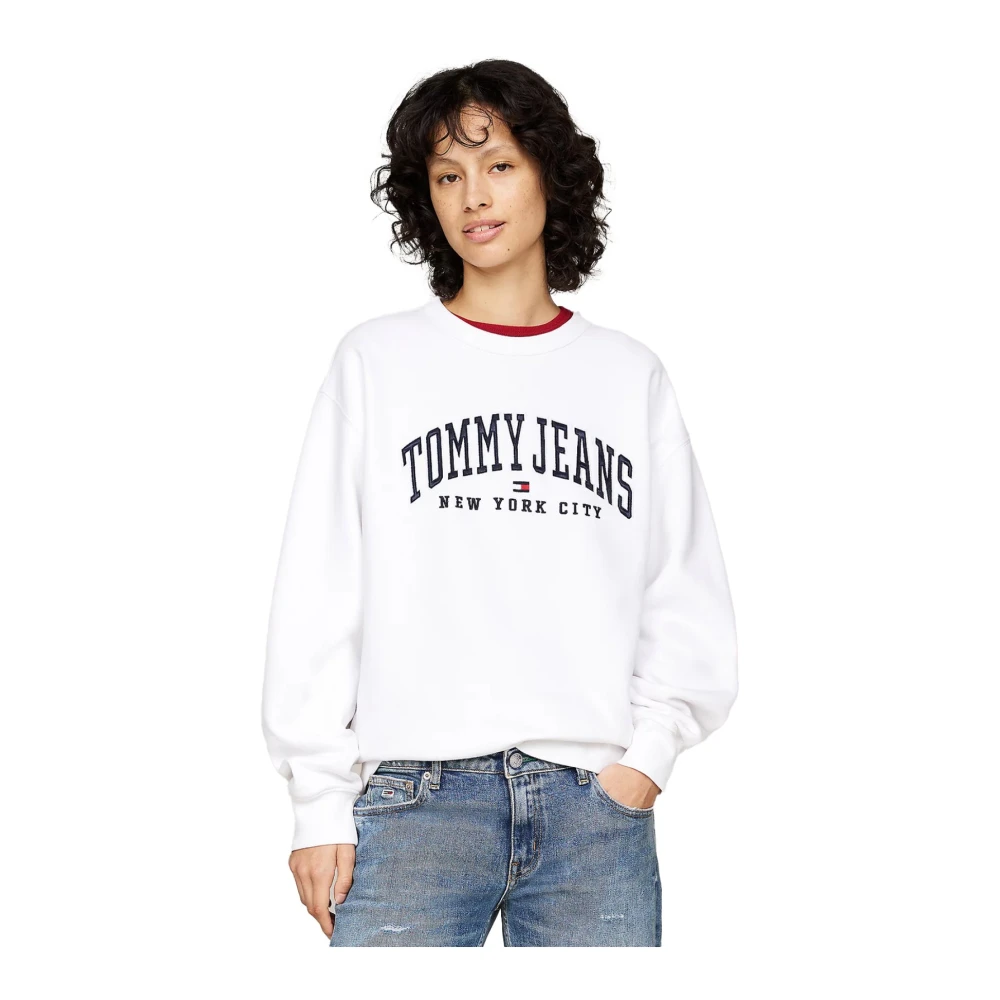 Tommy Jeans ML Logo Katoenen Sweatshirt White Dames