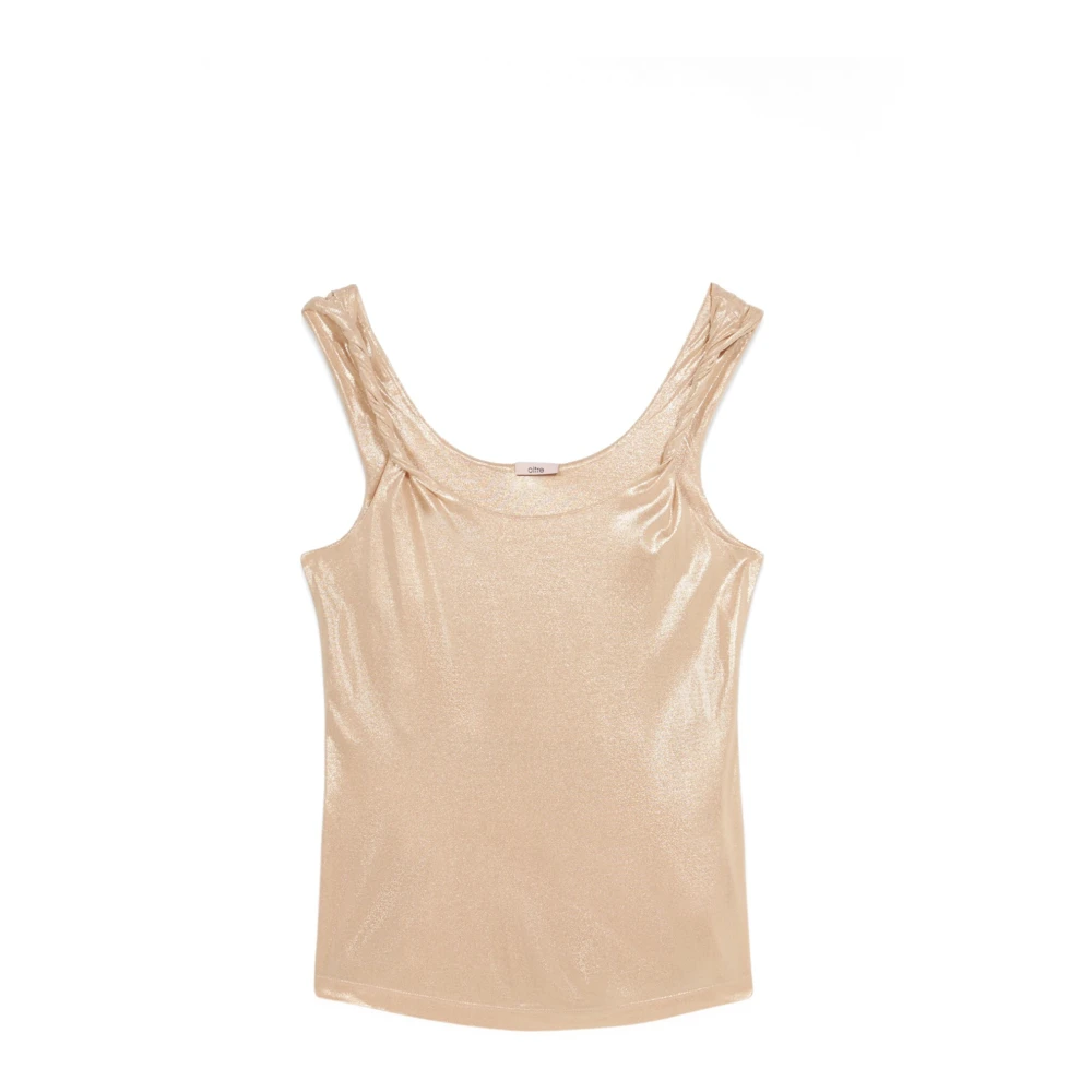 Oltre Gelamineerde Jersey Top met Torchon Bandjes Yellow Dames