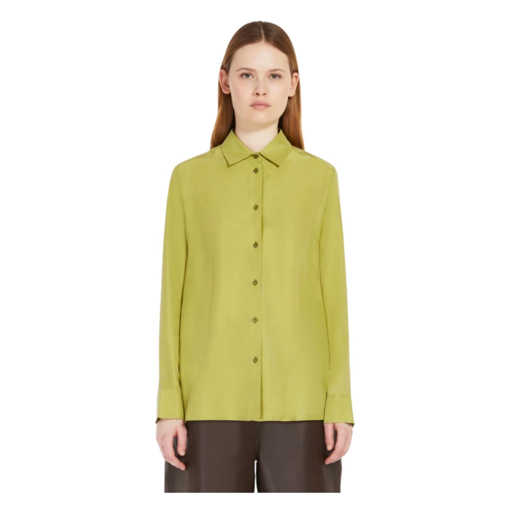 Max Mara Weekend Groene zijden overhemd met lange mouwen Green Dames