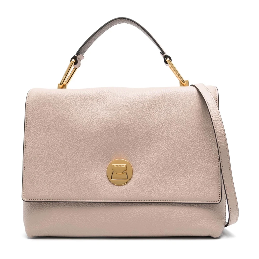 Coccinelle Leren schoudertas met afneembare band Beige Dames