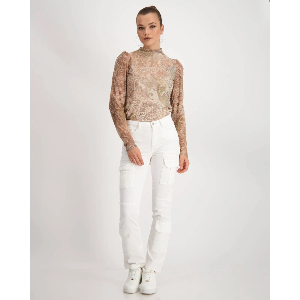 monari Lange Mouw Pullover Top Brown Dames