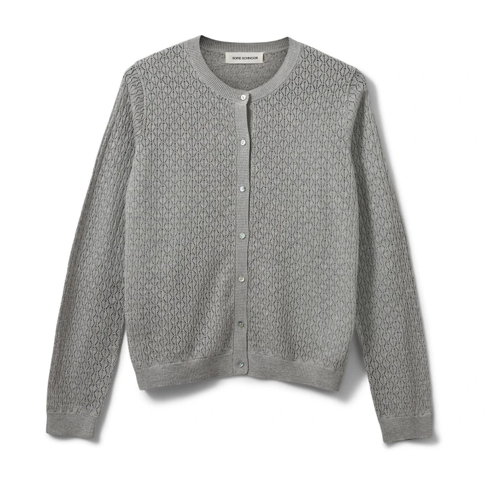 Sofie Schnoor Gray Grey Melange Cardigan With Sweet Pattern - Female - Cardigans - Xs - Knitwear
