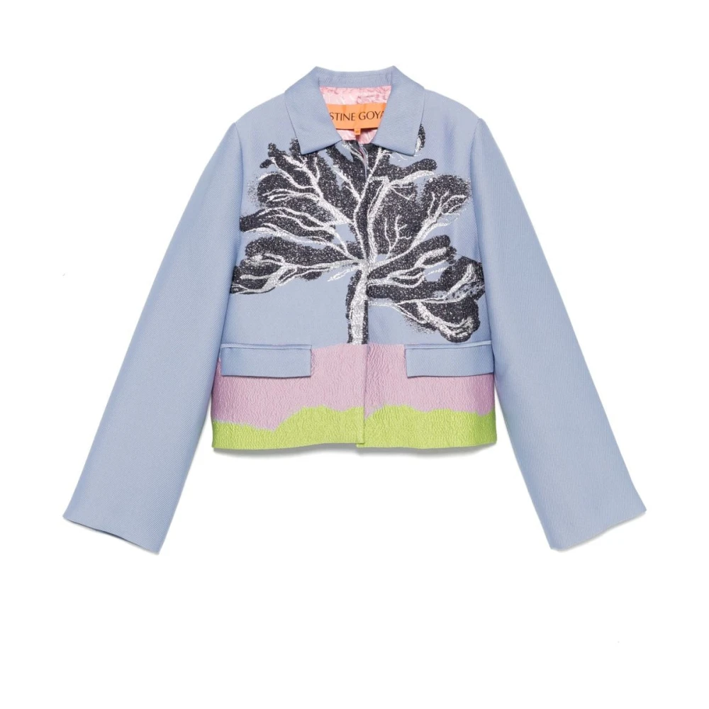 Stine Goya Metallic Abstract Patroon Jas Blue Dames