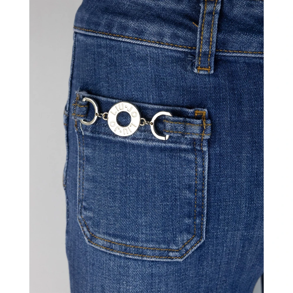 Liu Jo Blauwe Straight Fit Jeans Rits Sluiting Blue Dames