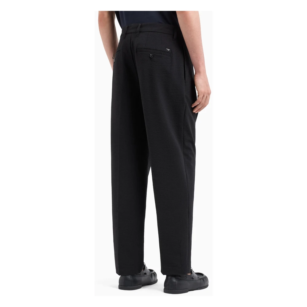 Emporio Armani Zwarte Broek met Haak en Rits Black Heren