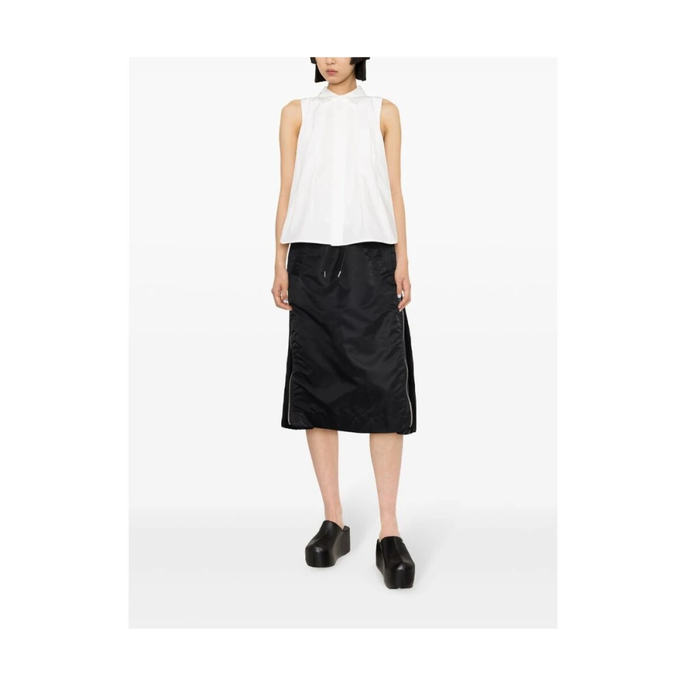 Sacai Witte Poplin Geplooide Overhemd White Dames