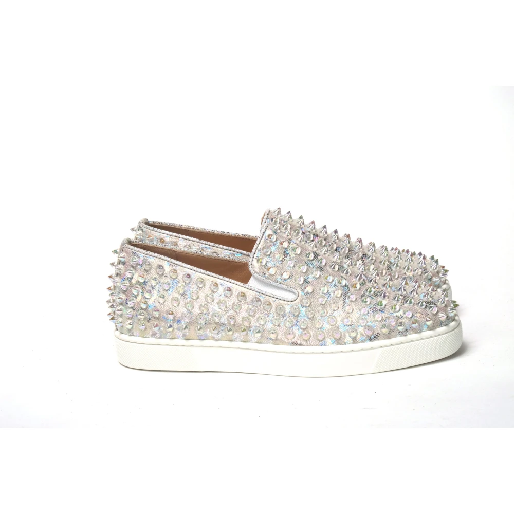 Christian Louboutin Vit Ab/Klar Ab Rullbåt Kvinna Platt Sneaker White, Dam