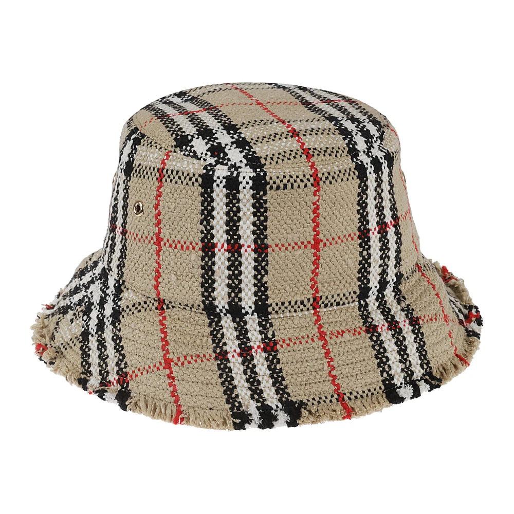 Burberry Stijlvolle Tweed Bucket Hat Beige Heren