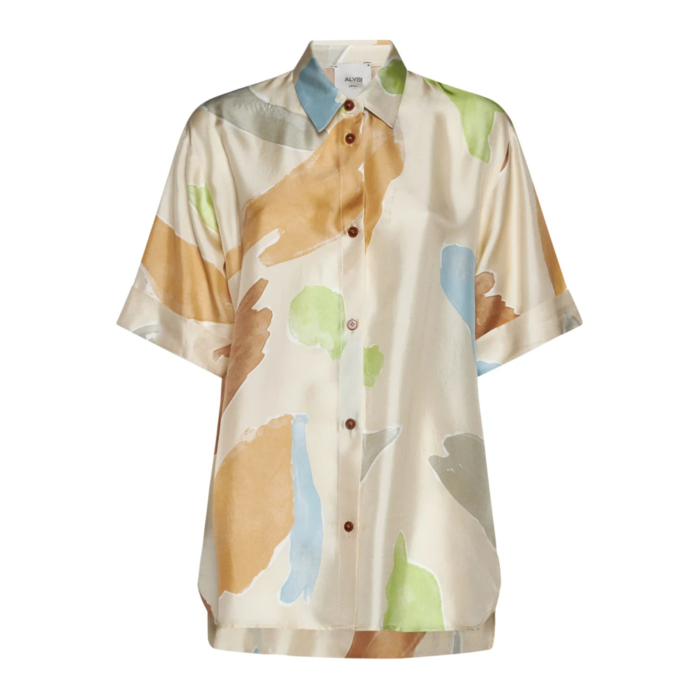 Alysi Abstract Print Zijden Twill Shirt Multicolor Dames