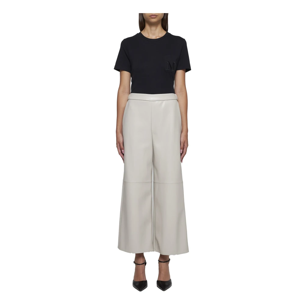 Max Mara Zwart Katoenen T-shirt met Borstzak Black Dames