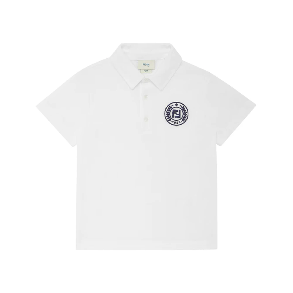 Fendi Vit Junior Polo Tröja med Broderi White, Flicka