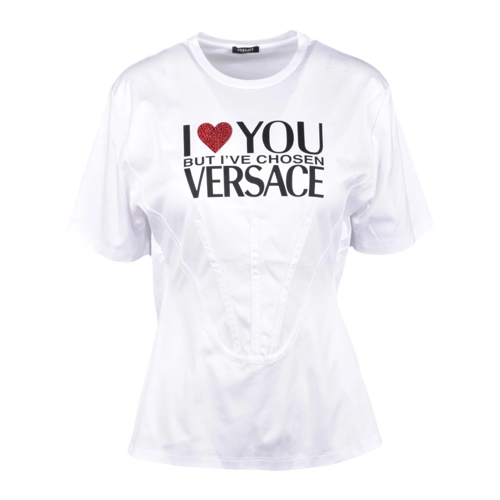 Versace Katoenen T-shirt Collectie White Dames