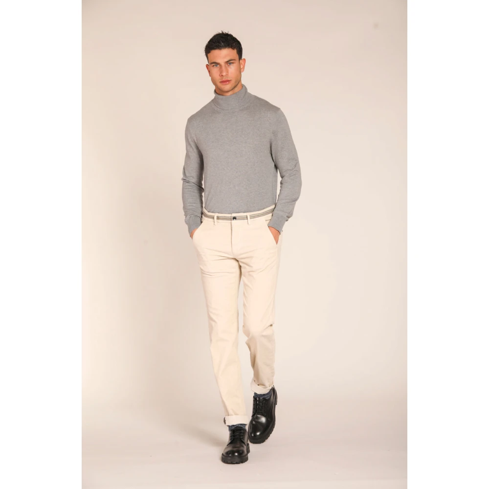 Mason's Velvet Gestreepte Slim Fit Chino Broek Beige Heren