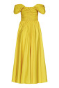 robe-jaune-sans-bretelles-a-manches-bouffantes