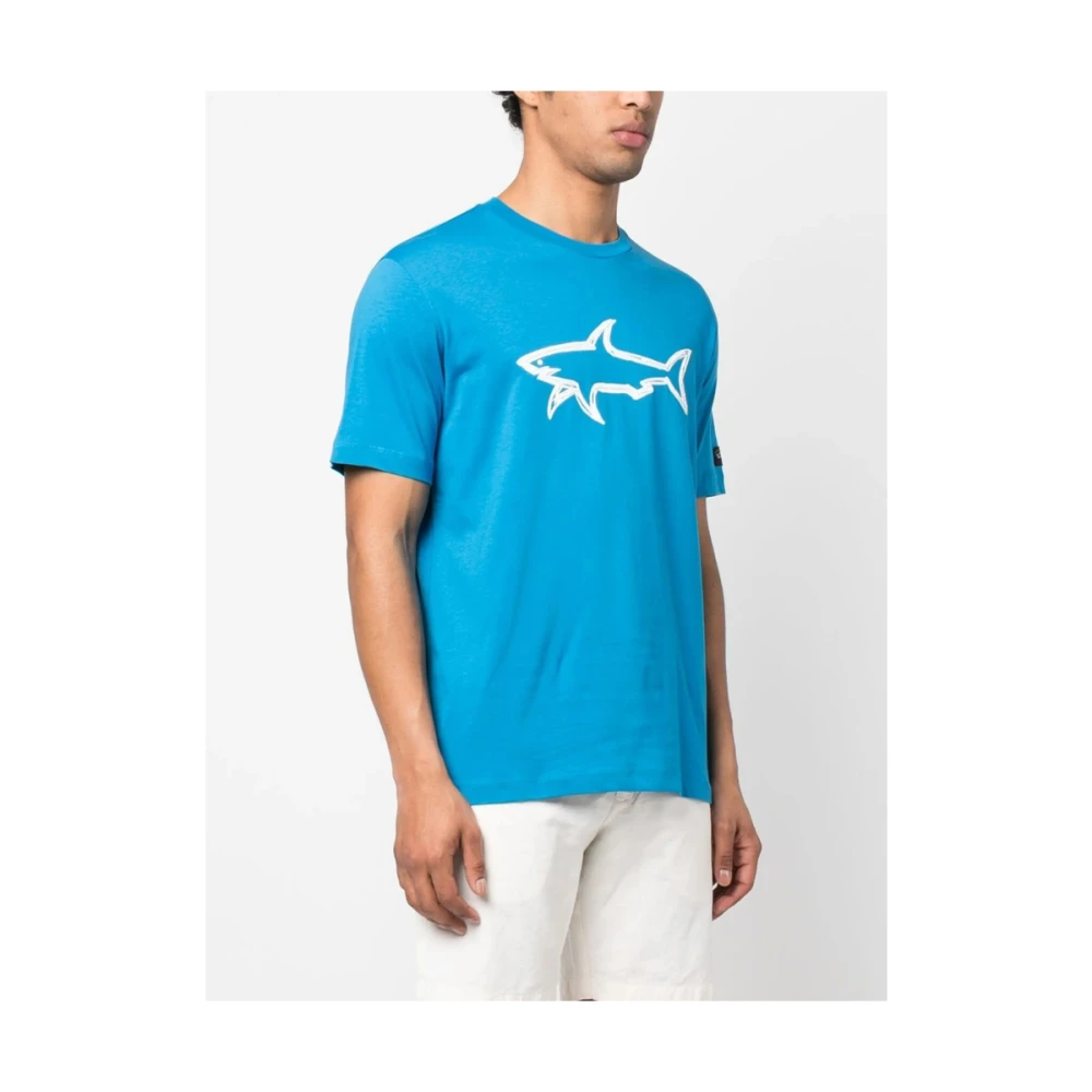 PAUL & SHARK Lichtblauw Logo Print Crew Neck T-shirt Blue Heren