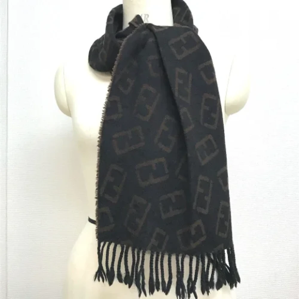 Fendi Vintage Pre-owned Wool scarves Black Unisex