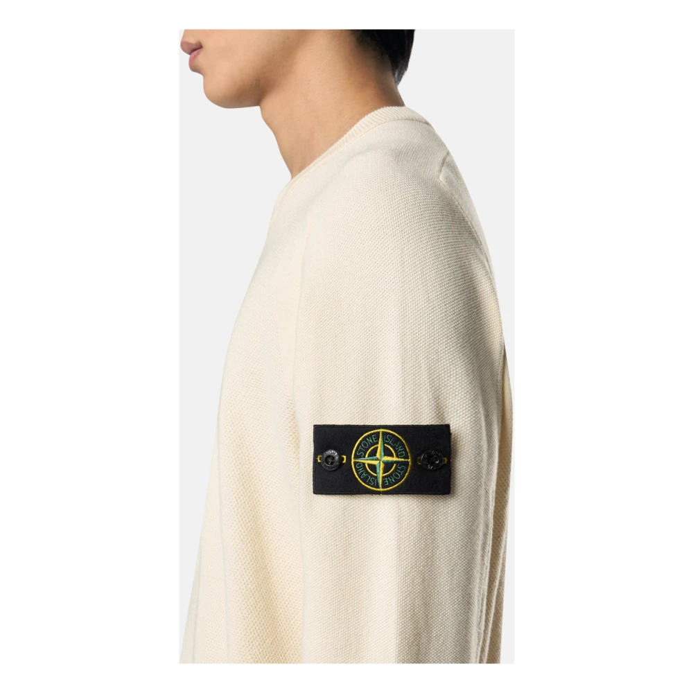 Stone Island Zachte Katoenen Gebreide Crewneck Trui Beige Heren