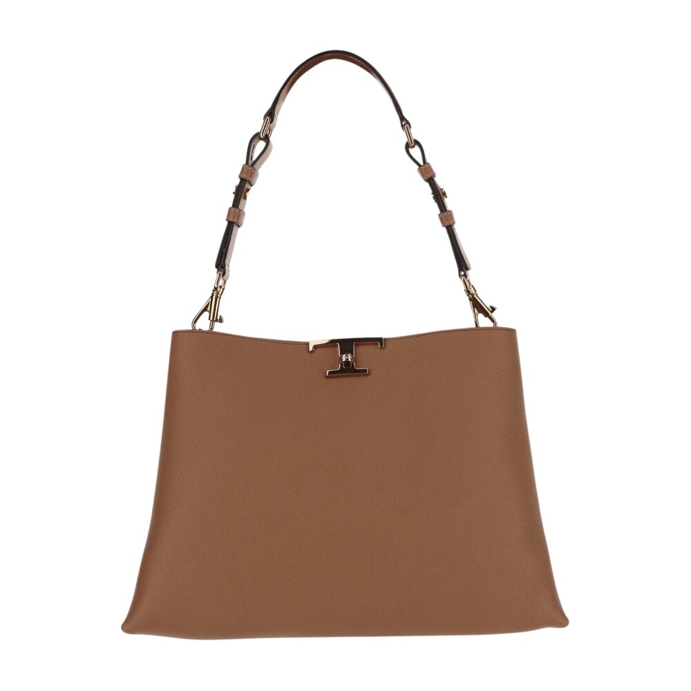 Bruine tas van kalfsleer met T Timeless sluiting Tod s Dames