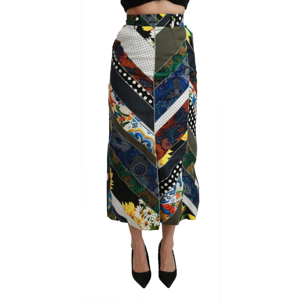 Dolce & Gabbana Women's Silk Geometric High Waist Maxi Skirt