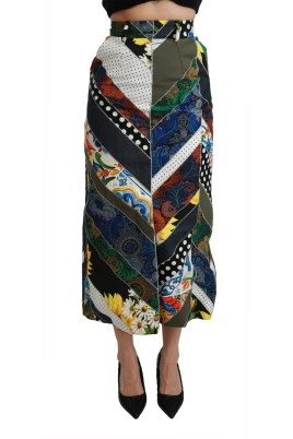Silk Geometrisk Hög Midja Maxikjol