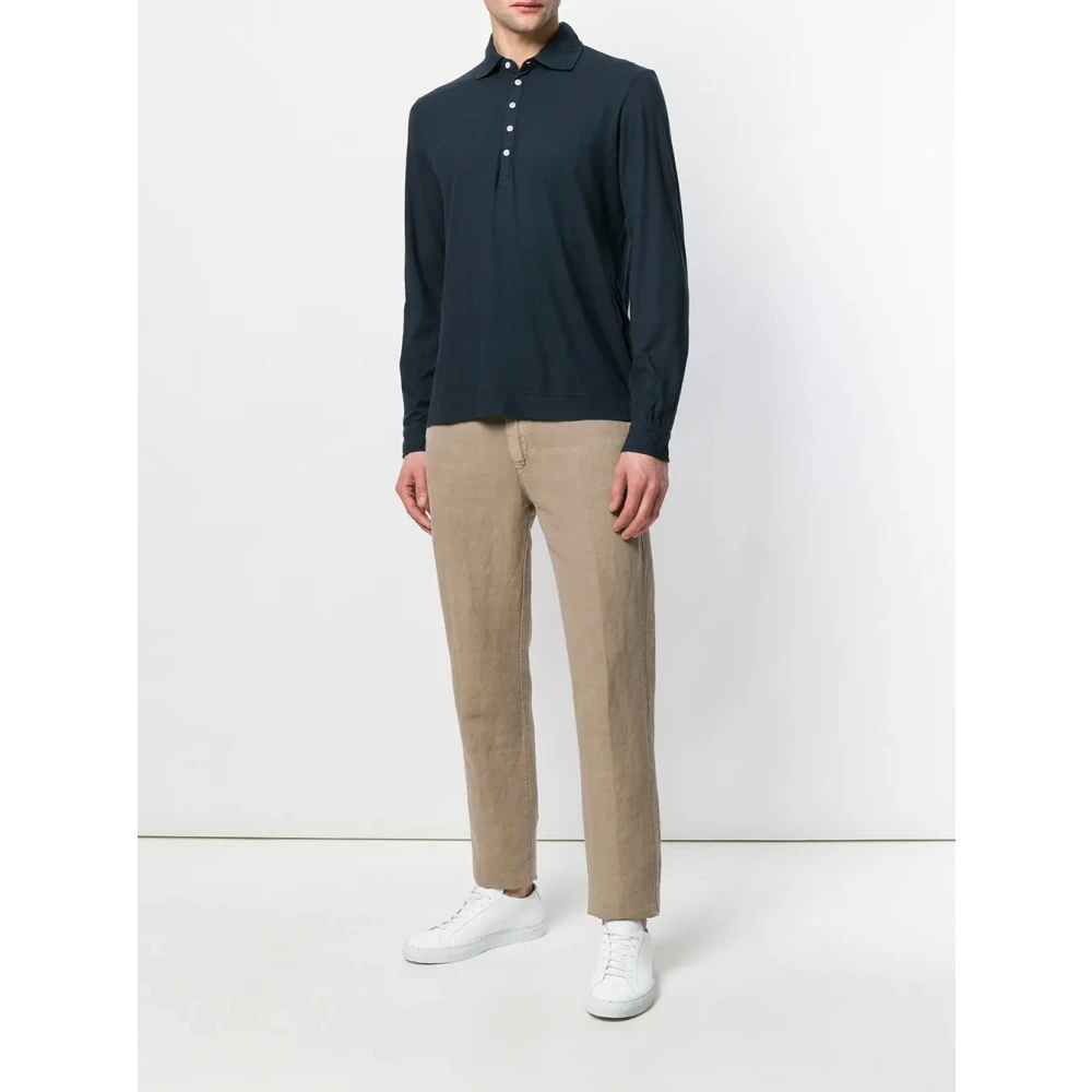 Massimo Alba Ischia Lange Mouw Polo Blue Heren