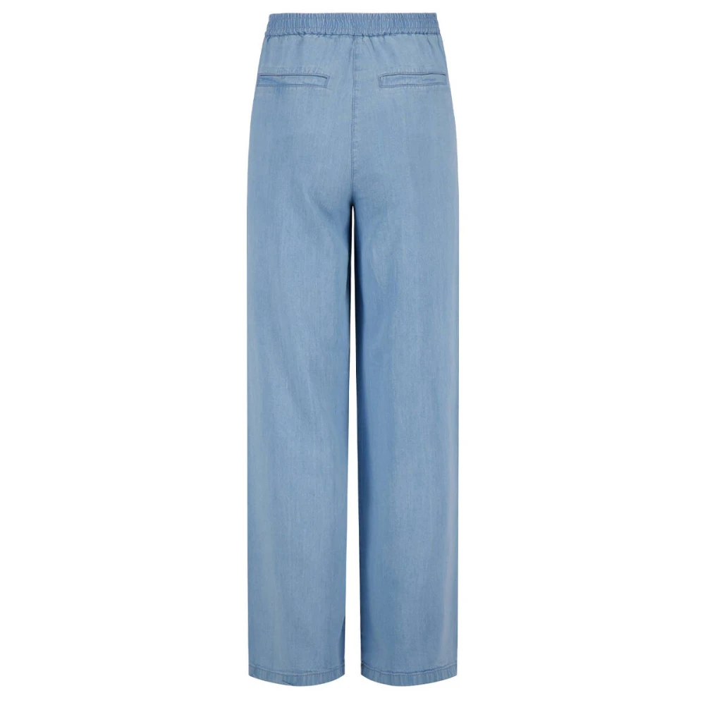 Zusss Wijde Tencel Broek Blue Dames