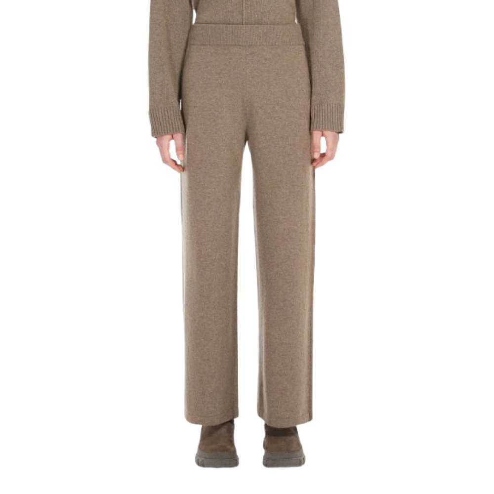 Max Mara Weekend Duif Grijs Gebreide Wijde Pijp Broek Gray Dames