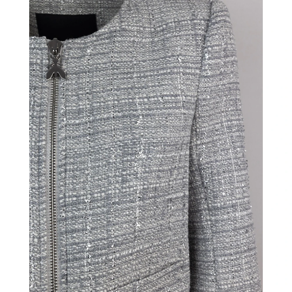 PATRIZIA PEPE Grijze Tweed Katoen Lurex Regular Fit Jas Gray Dames