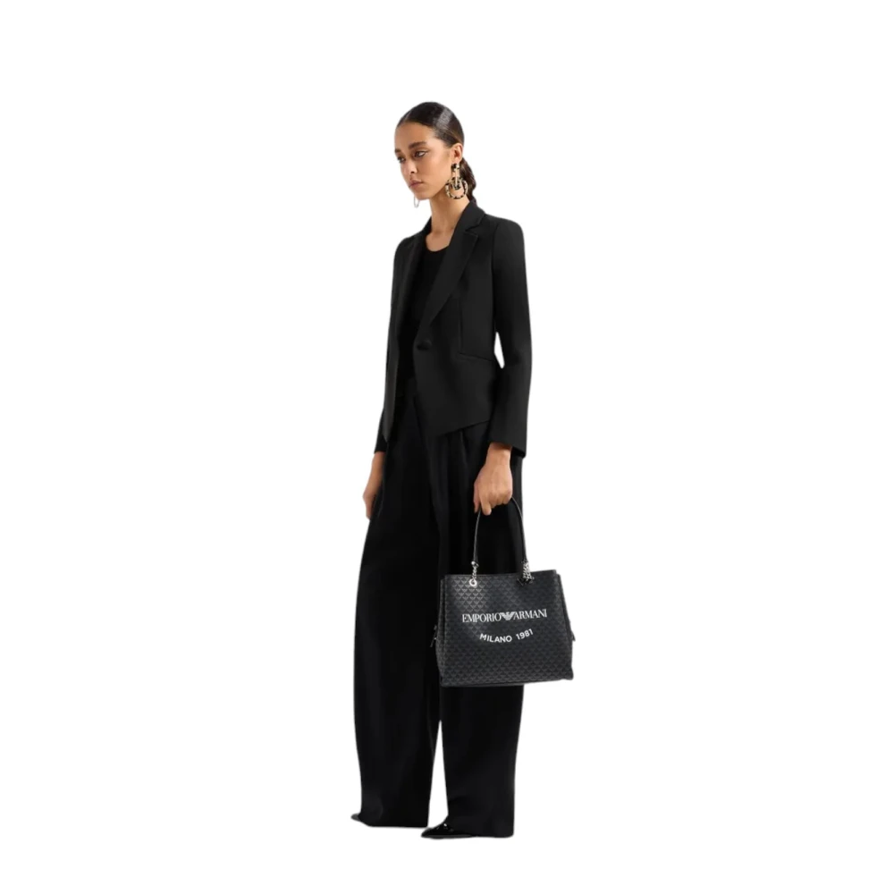 Emporio Armani Stijlvolle Leren Tas Black Dames