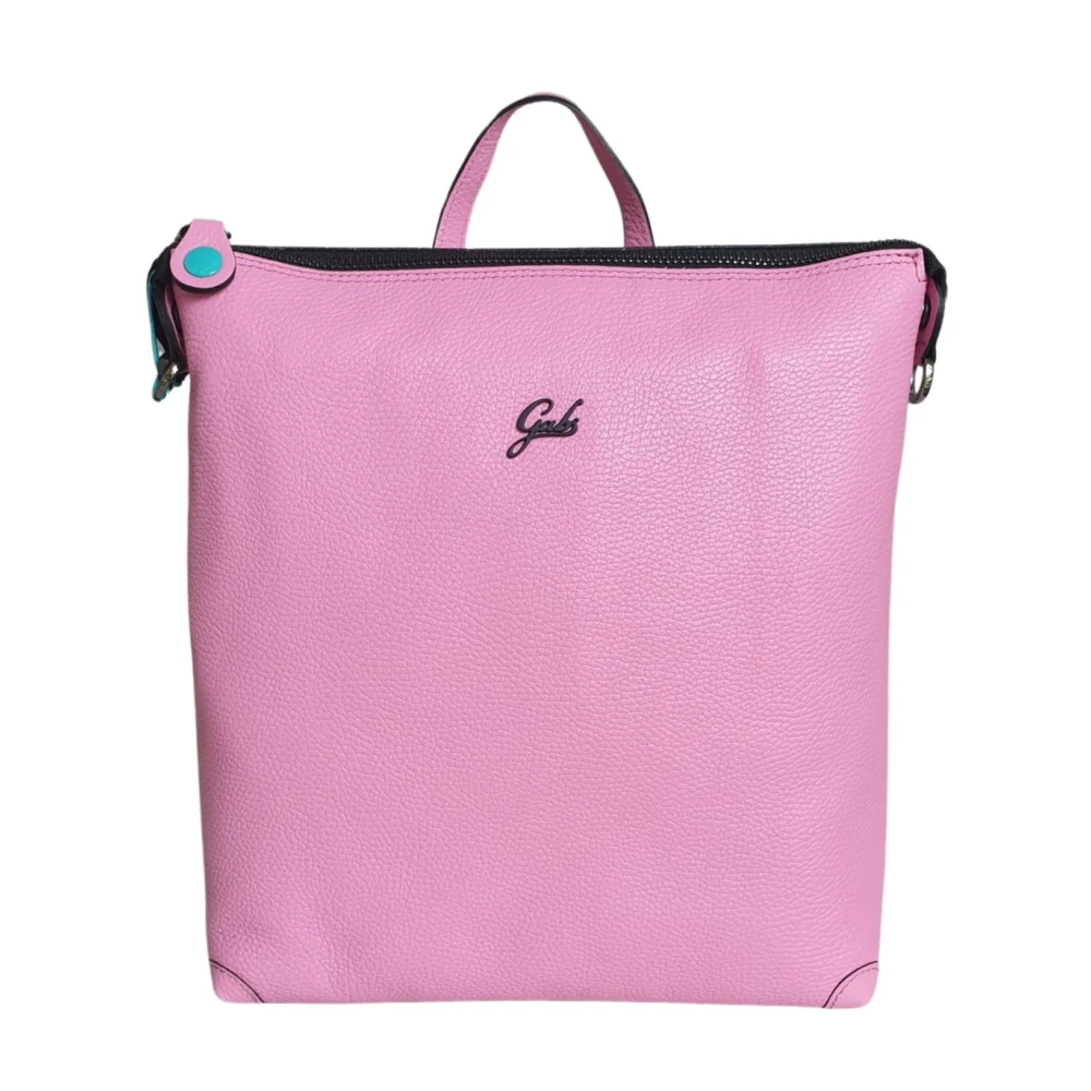 Gabs Women's Pink Backpacks, One Size, Leather Backpack With Turquoise Zip